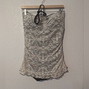 Mossimo swimsuit one piece brown beige lace nwt